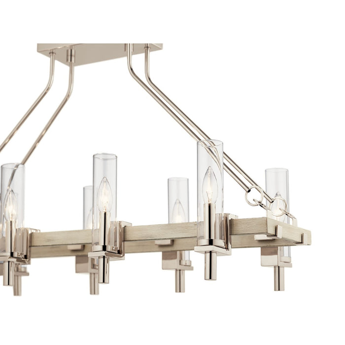 Telan 6 Light Linear Chandelier White Washed Wood