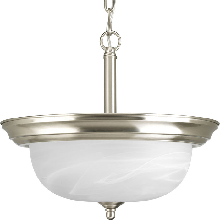 Two-Light Dome Glass 13-1/4" Semi Flush Convertible