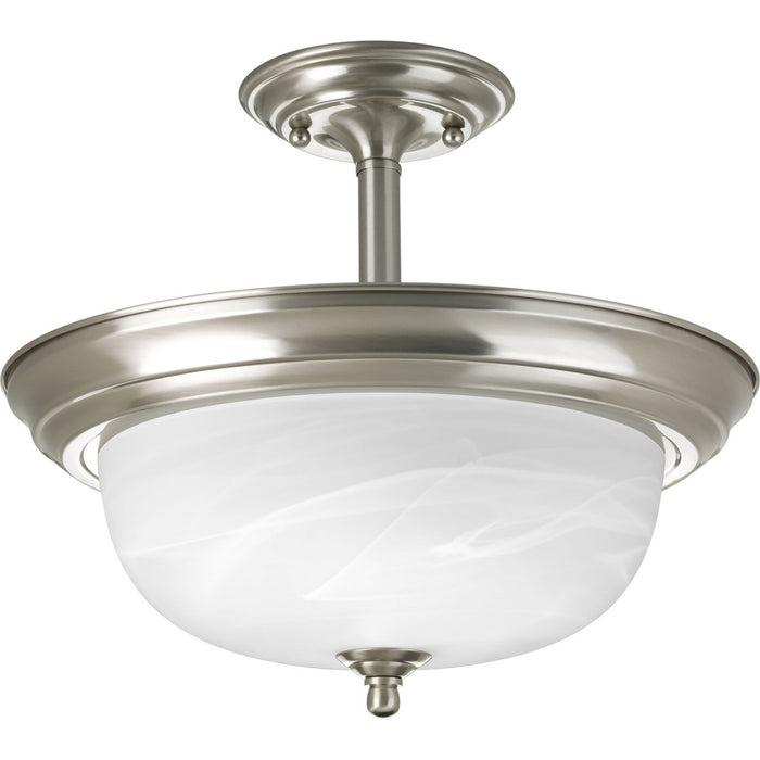 Two-Light Dome Glass 13-1/4" Semi Flush Convertible