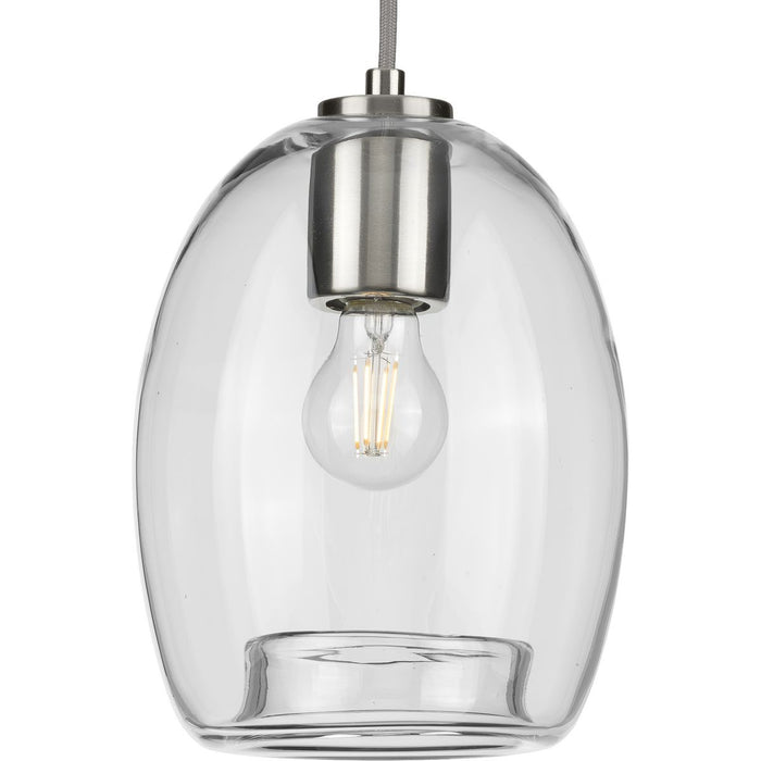 Caisson Collection Brushed Nickel One-Light Mini-Pendant